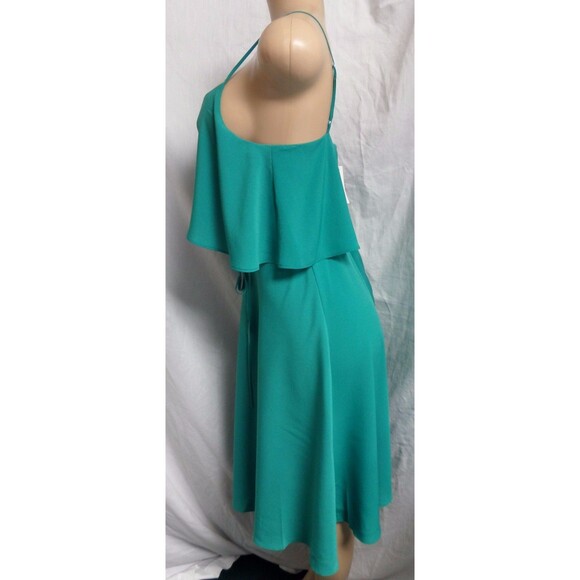 ANN TAYLOR SEA GREEN OVERLAY TOP CAREER CASUAL A LINE DRESS SIZE: 2 NWT $120 - Picture 4 of 8